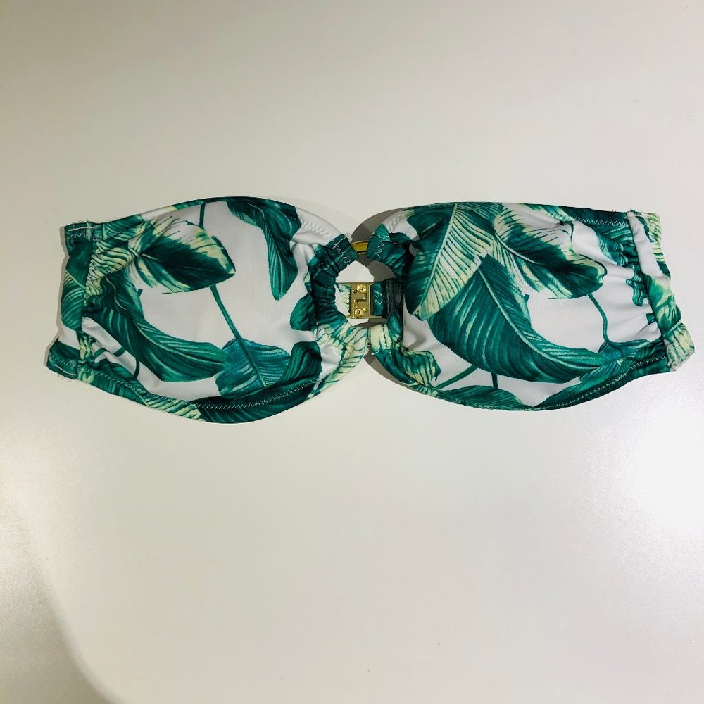 Palm Tree Strapless Bikini Swimsuit Top